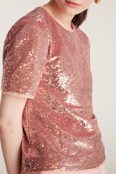 Sequin Tee - Pale Pink-Perri Cutten