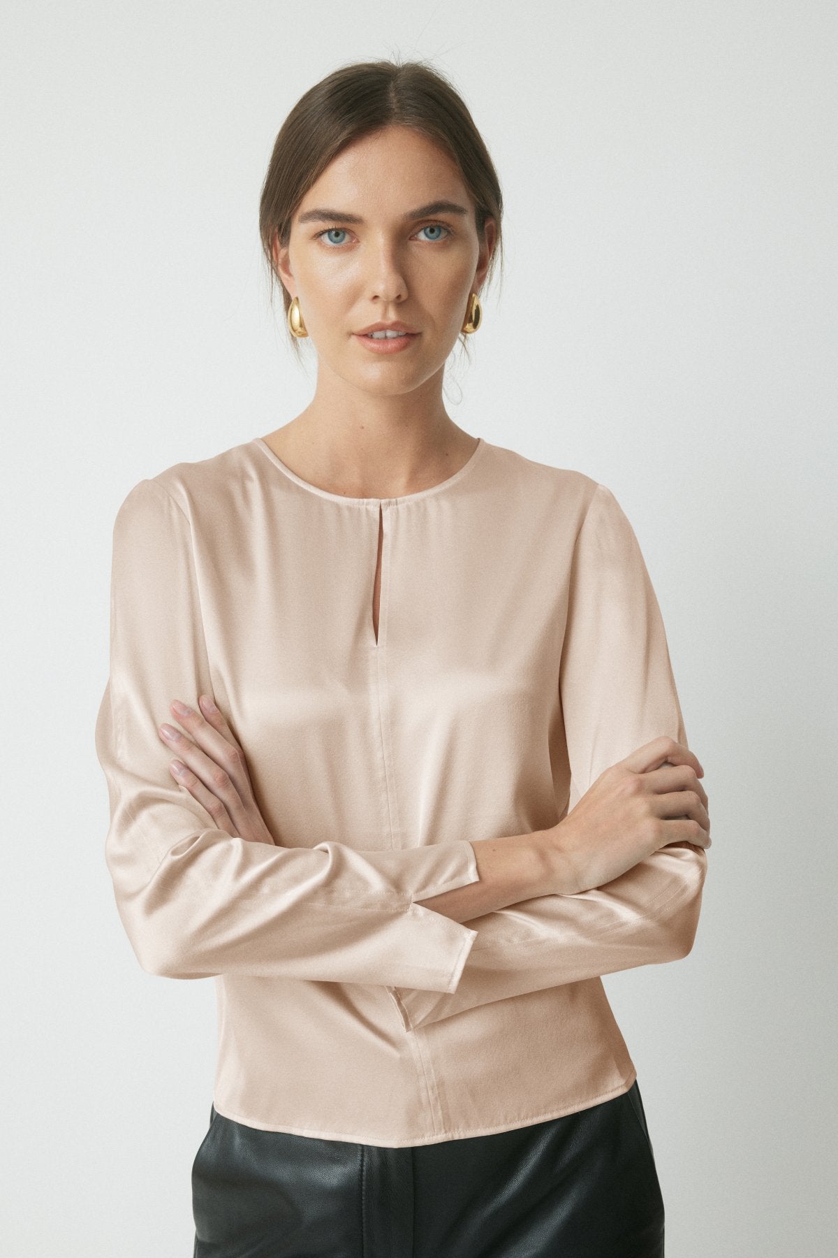 Chandler Split Neck Top - Eggshell - Perri Cutten