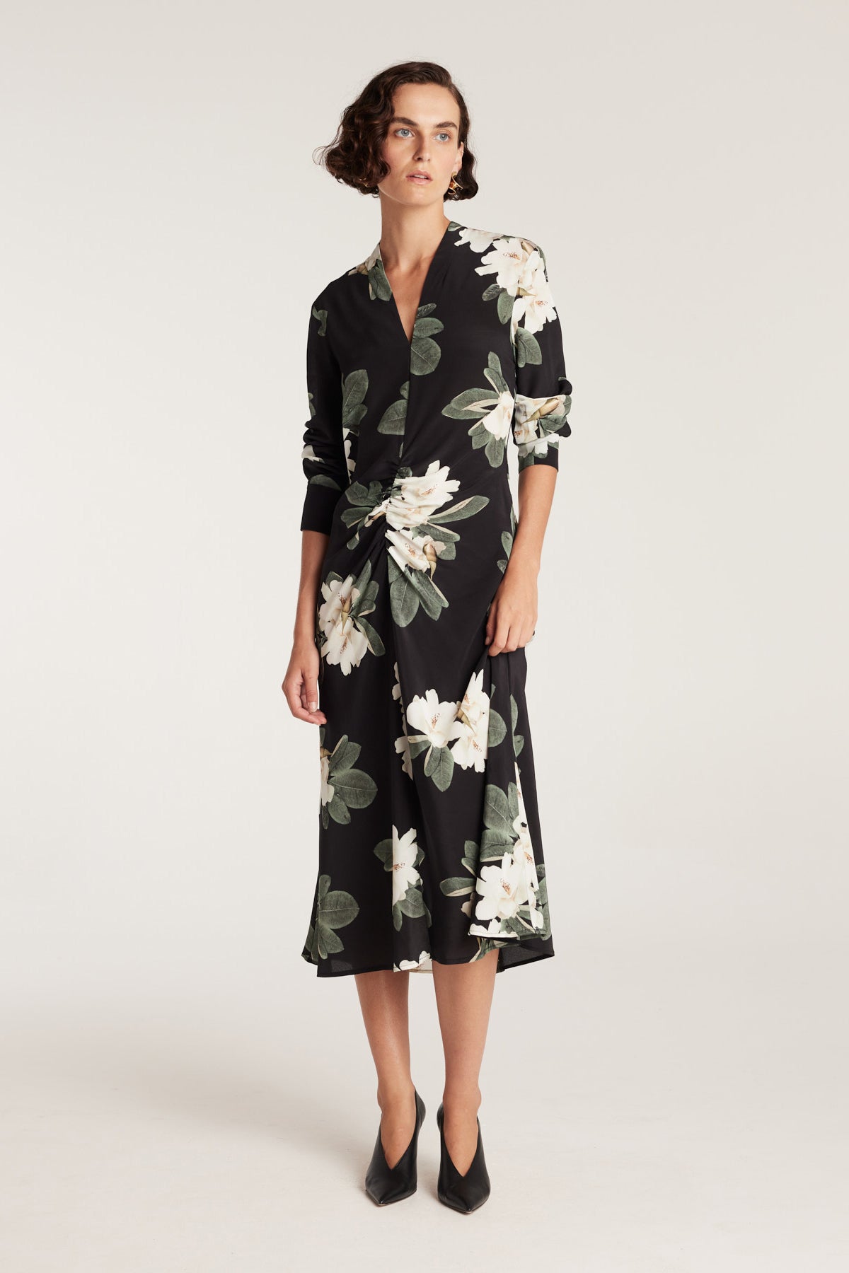 Magnolia Silk Dress - Black/Ivory-Perri Cutten