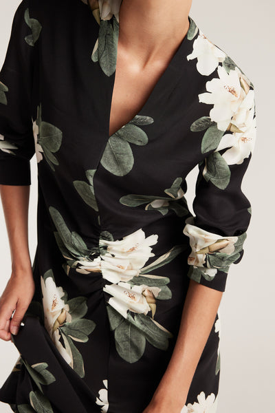 Magnolia Silk Dress - Black/Ivory-Perri Cutten