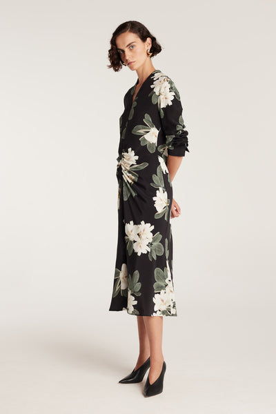 Magnolia Silk Dress - Black/Ivory-Perri Cutten