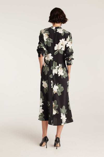 Magnolia Silk Dress - Black/Ivory-Perri Cutten