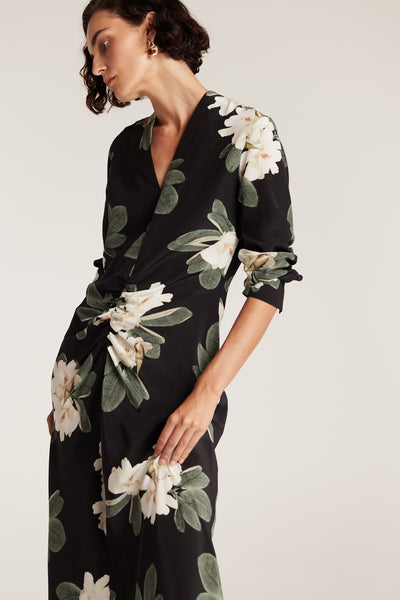 Magnolia Silk Dress - Black/Ivory-Perri Cutten