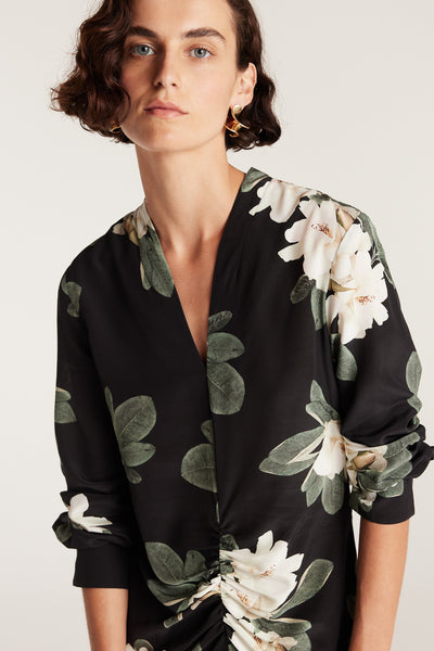Magnolia Silk Dress - Black/Ivory-Perri Cutten