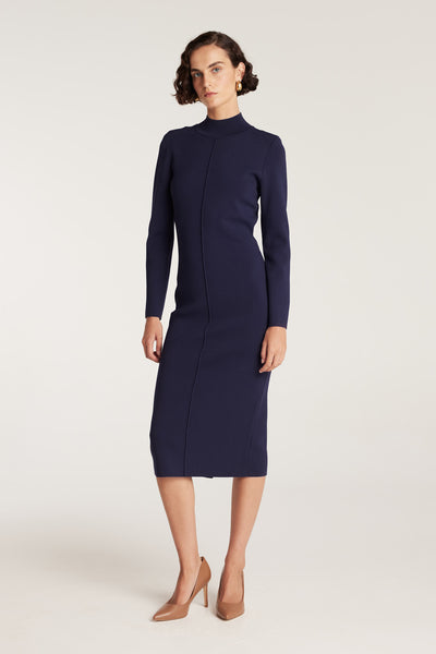 Crepe Knit Dress - Indigo-Perri Cutten