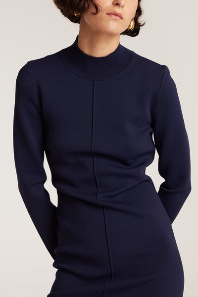 Crepe Knit Dress - Indigo-Perri Cutten