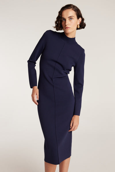 Crepe Knit Dress - Indigo-Perri Cutten