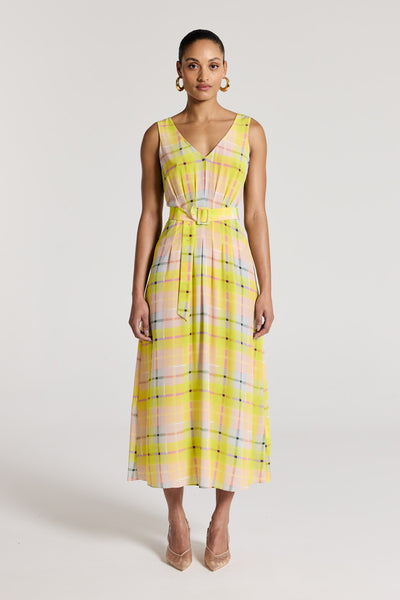 Gia Silk Dress - Lemon Check-Perri Cutten