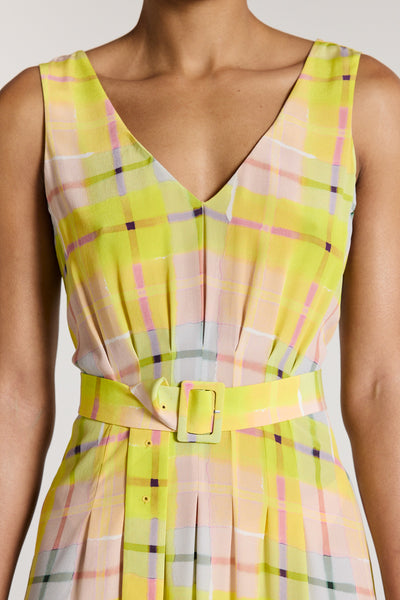 Gia Silk Dress - Lemon Check-Perri Cutten