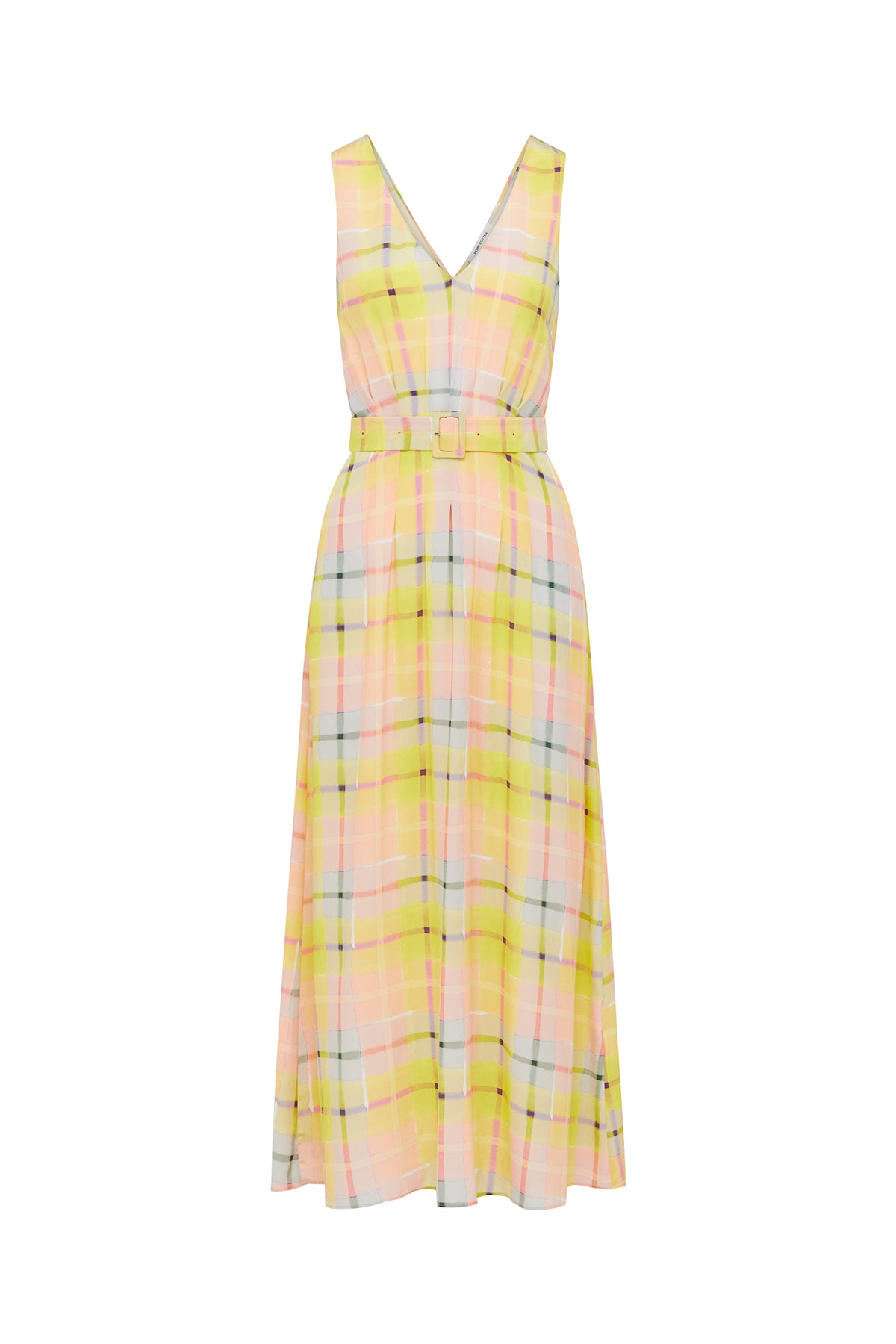 Gia Silk Dress - Lemon Check-Perri Cutten