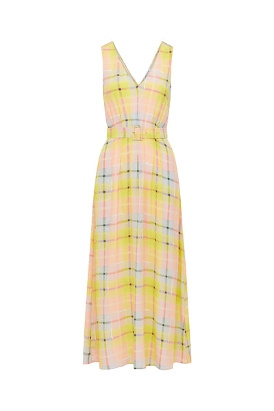 Gia Silk Dress - Lemon Check-Perri Cutten