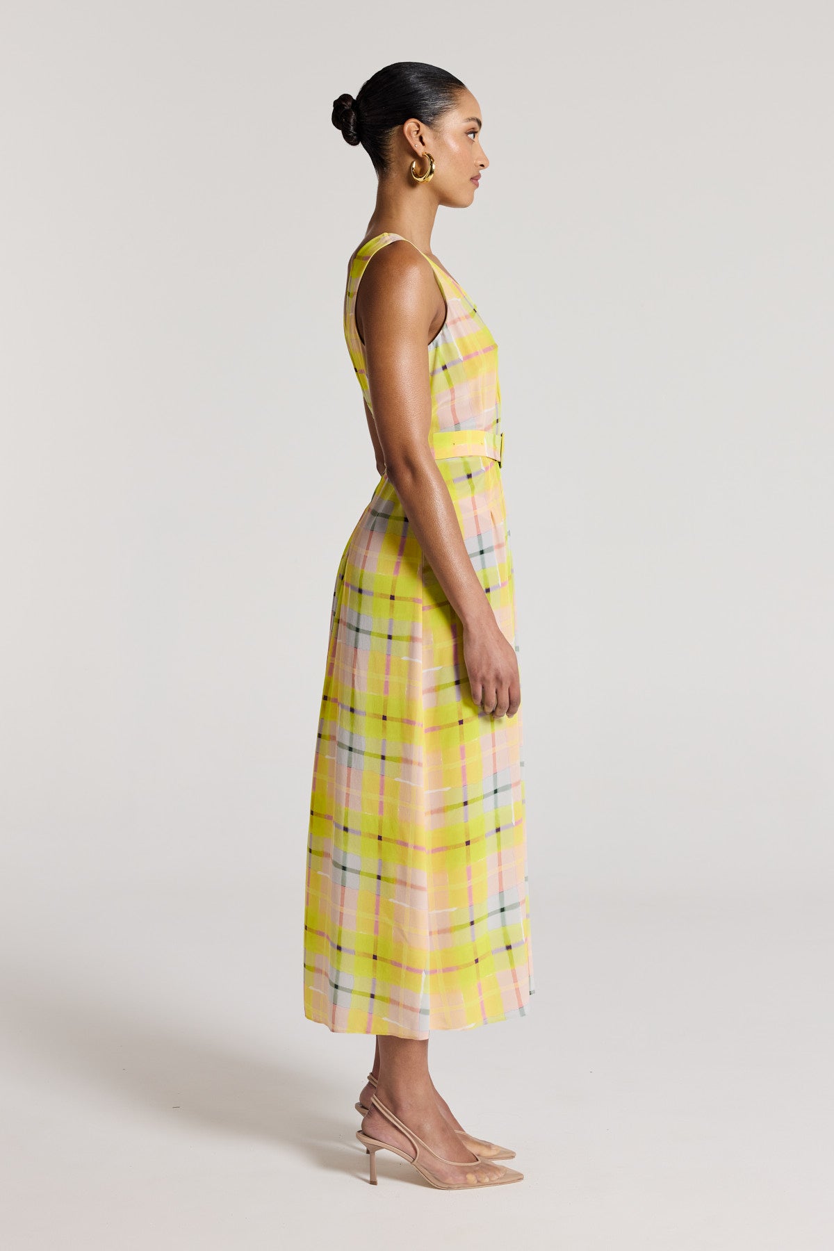 Gia Silk Dress - Lemon Check-Perri Cutten