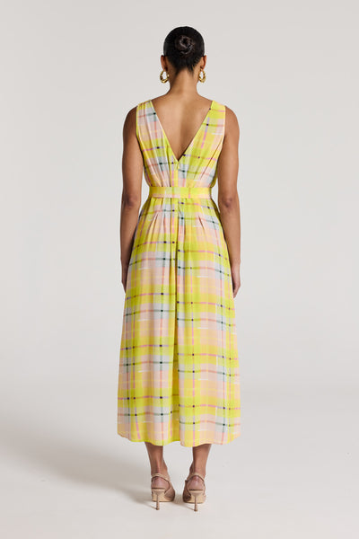 Gia Silk Dress - Lemon Check-Perri Cutten
