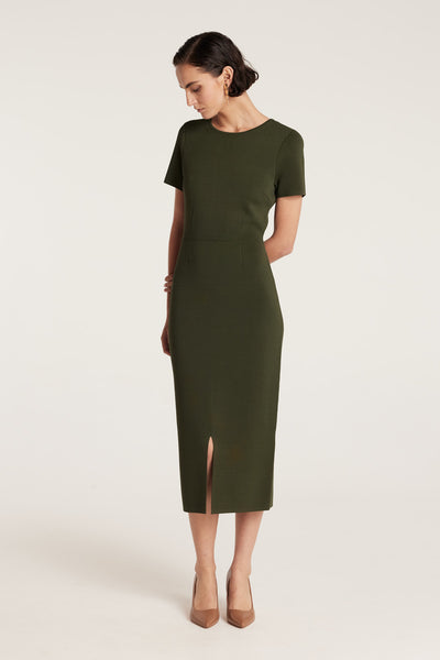 Crepe Knit Dress - Olive-Perri Cutten
