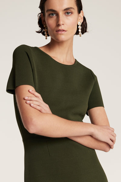 Crepe Knit Dress - Olive-Perri Cutten