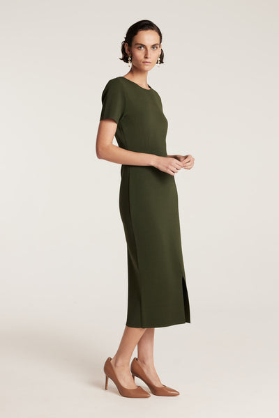 Crepe Knit Dress - Olive-Perri Cutten