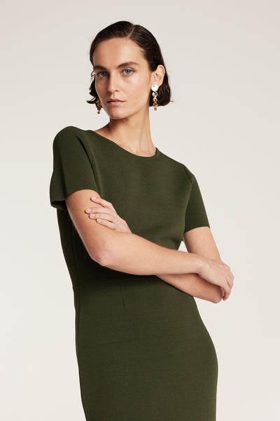 Crepe Knit Dress - Olive-Perri Cutten
