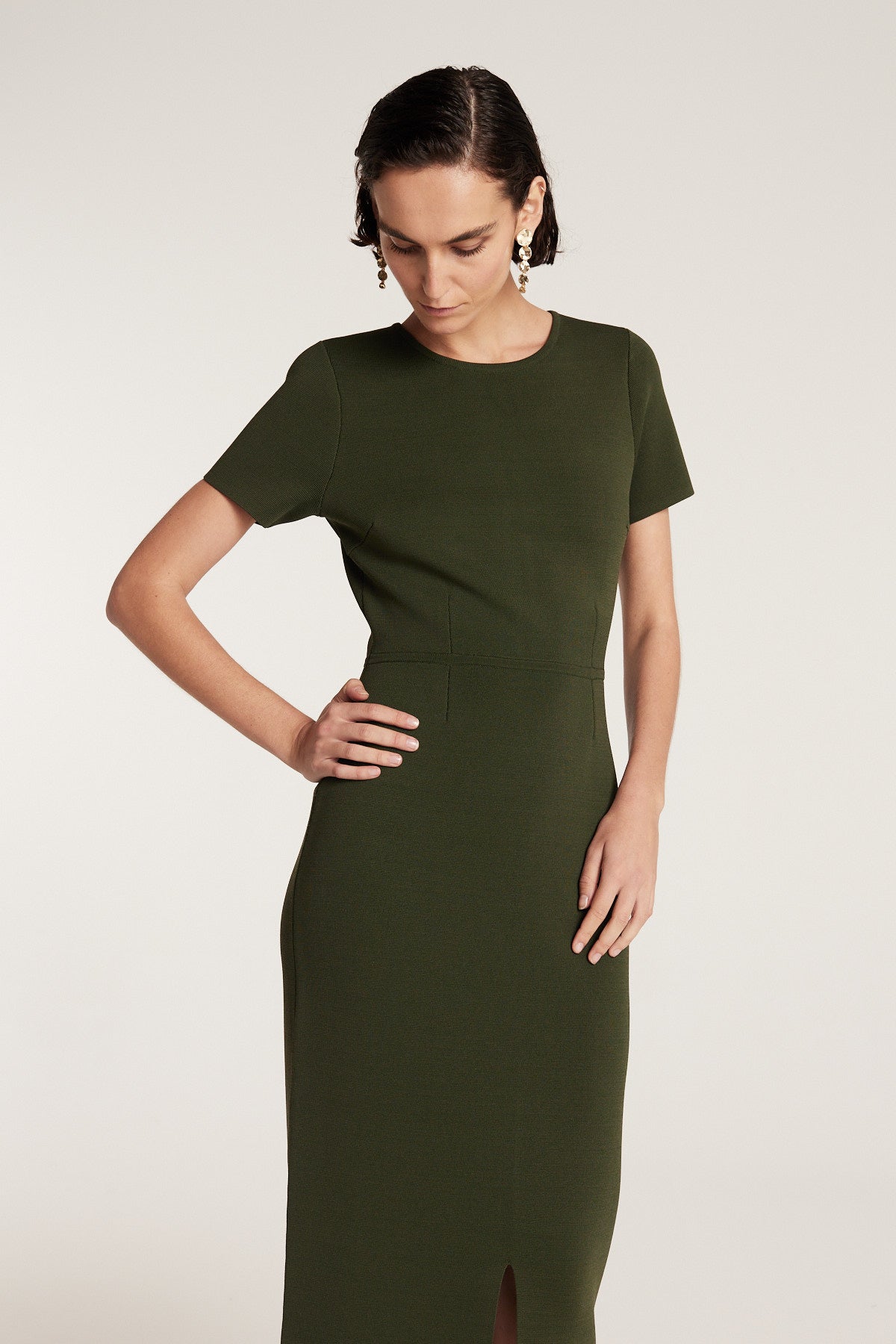 Crepe Knit Dress - Olive-Perri Cutten