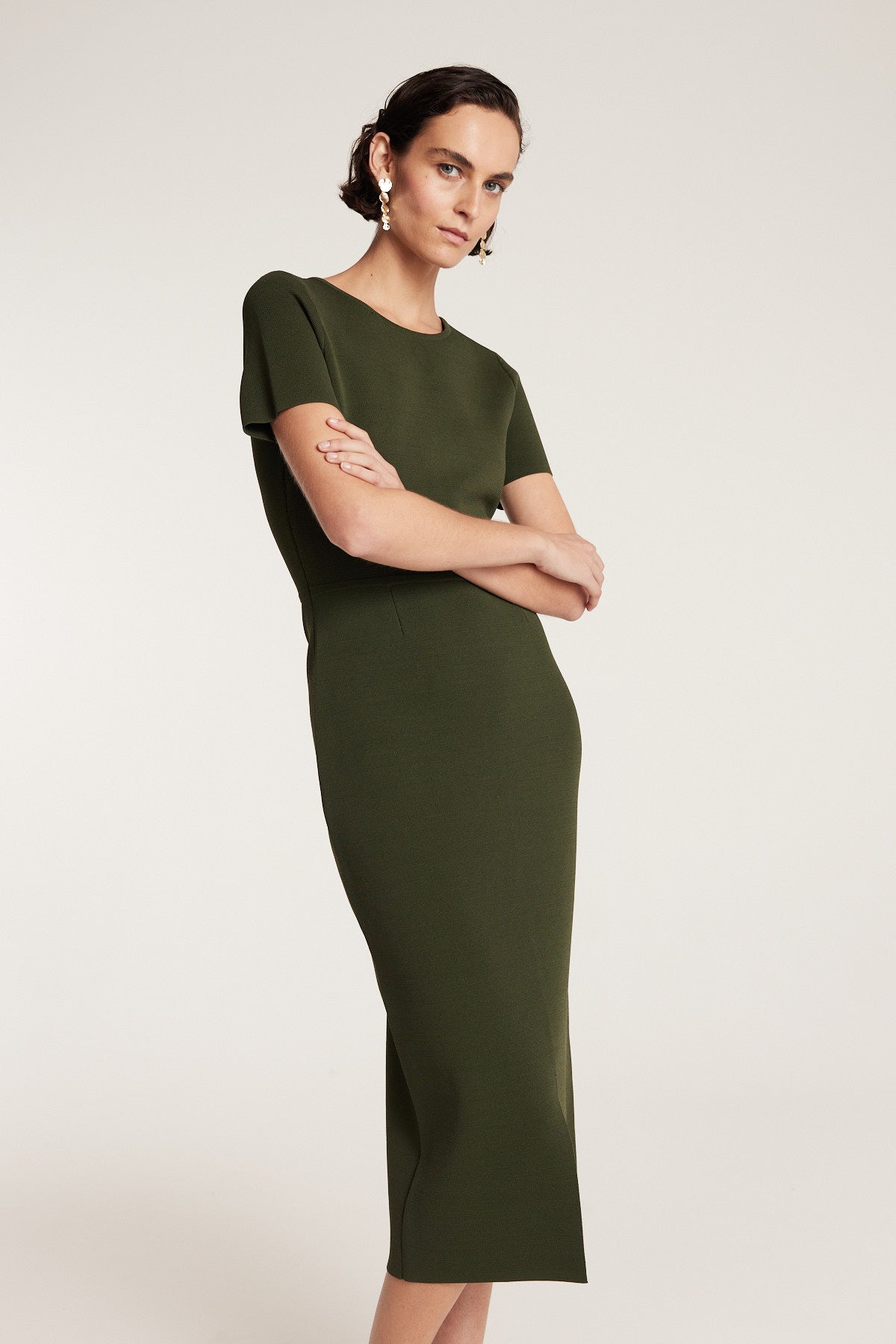 Crepe Knit Dress - Olive-Perri Cutten