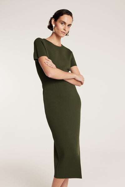 Crepe Knit Dress - Olive-Perri Cutten