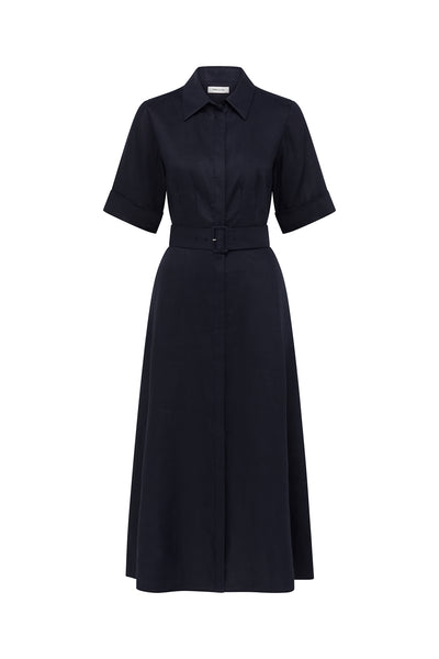 Lucinda Shirtmaker Dress - Navy-Perri Cutten