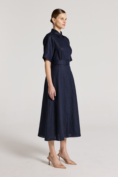 Lucinda Shirtmaker Dress - Navy-Perri Cutten