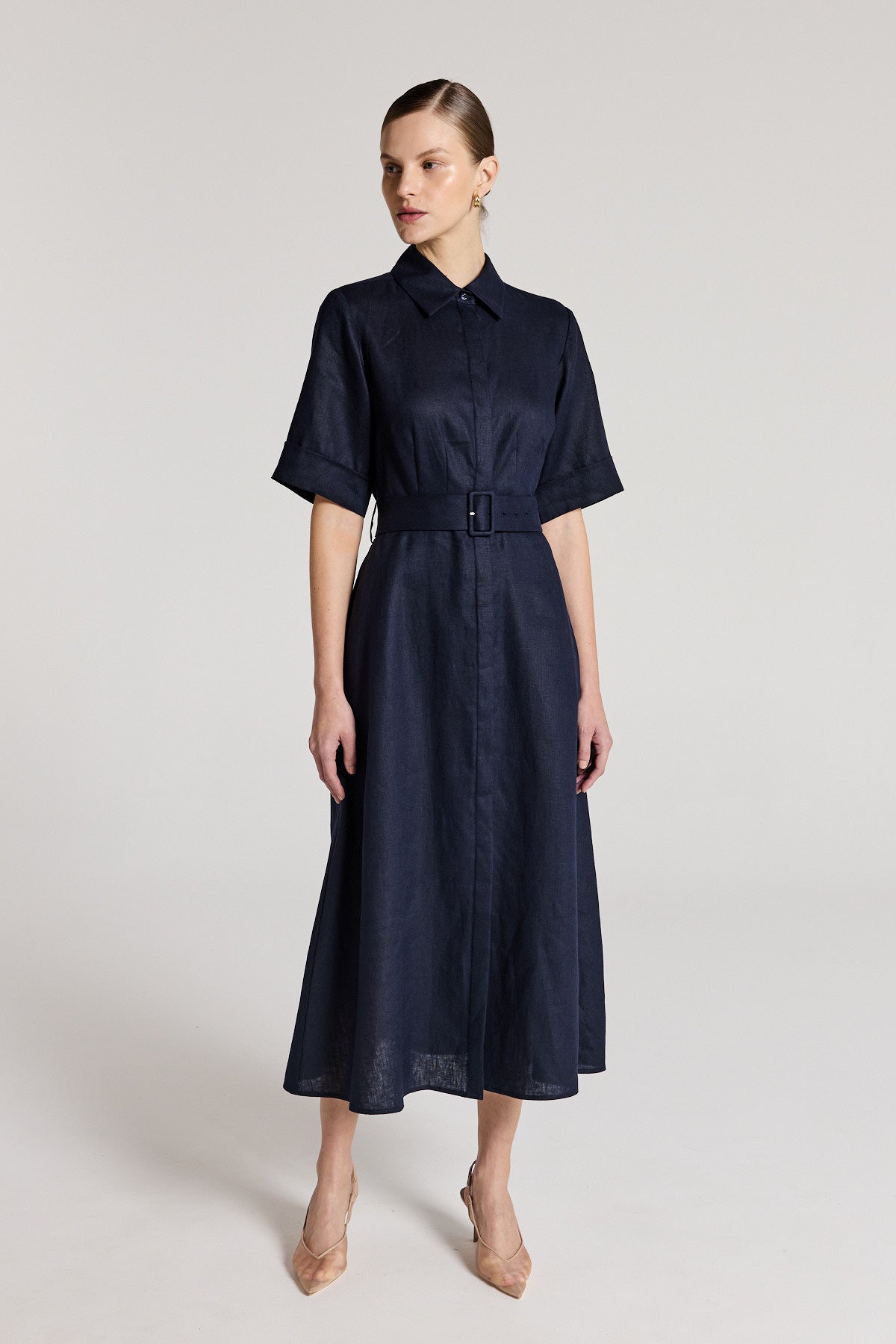 Lucinda Shirtmaker Dress - Navy-Perri Cutten