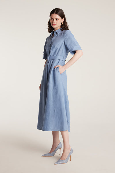 Lucinda Shirtmaker Dress - Cornflower-Perri Cutten
