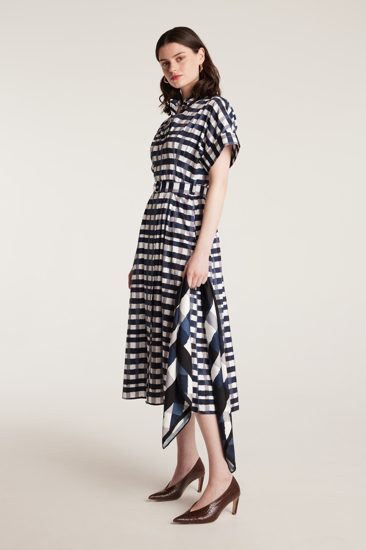 Gingham Shirtmaker Dress - Indigo-Perri Cutten