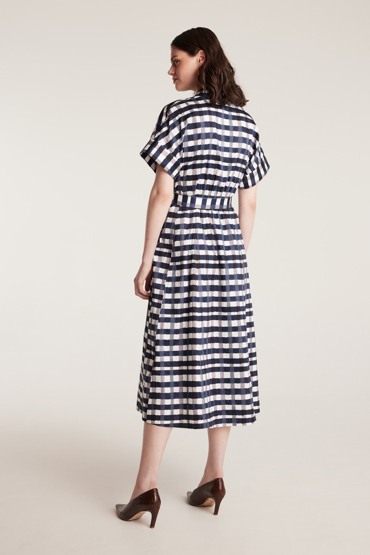 Gingham Shirtmaker Dress - Indigo-Perri Cutten