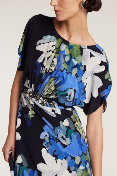 Irina Silk Dress - Navy/Print-Perri Cutten