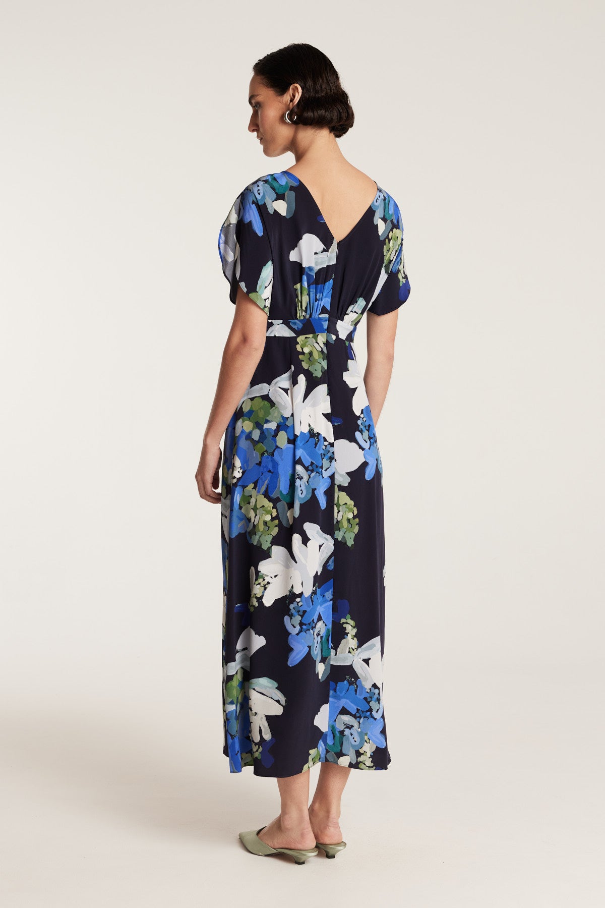 Irina Silk Dress - Navy/Print-Perri Cutten