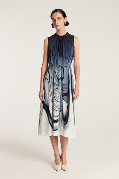 Athena Silk Dress - Ink Blues-Perri Cutten