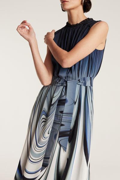 Athena Silk Dress - Ink Blues-Perri Cutten