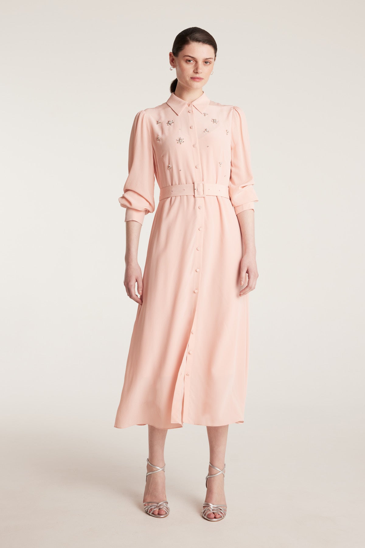 Jewelled Silk Dress - Pink-Perri Cutten