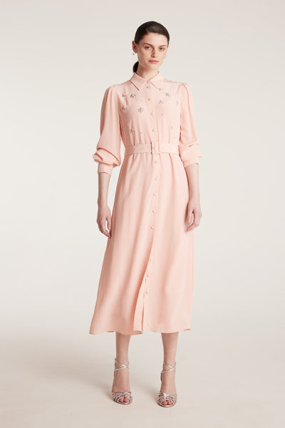 Jewelled Silk Dress - Pink-Perri Cutten
