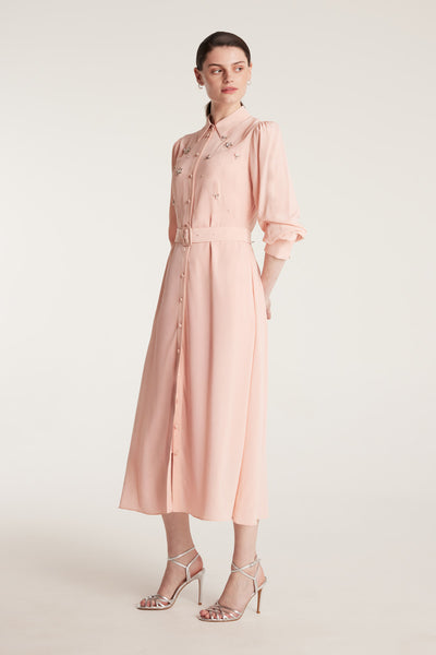 Jewelled Silk Dress - Pink-Perri Cutten