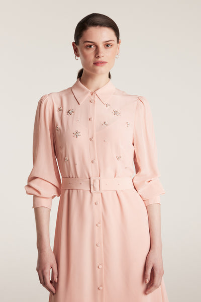 Jewelled Silk Dress - Pink-Perri Cutten