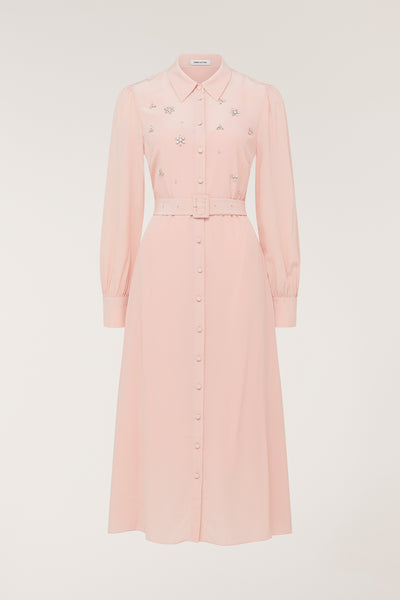 Jewelled Silk Dress - Pink-Perri Cutten