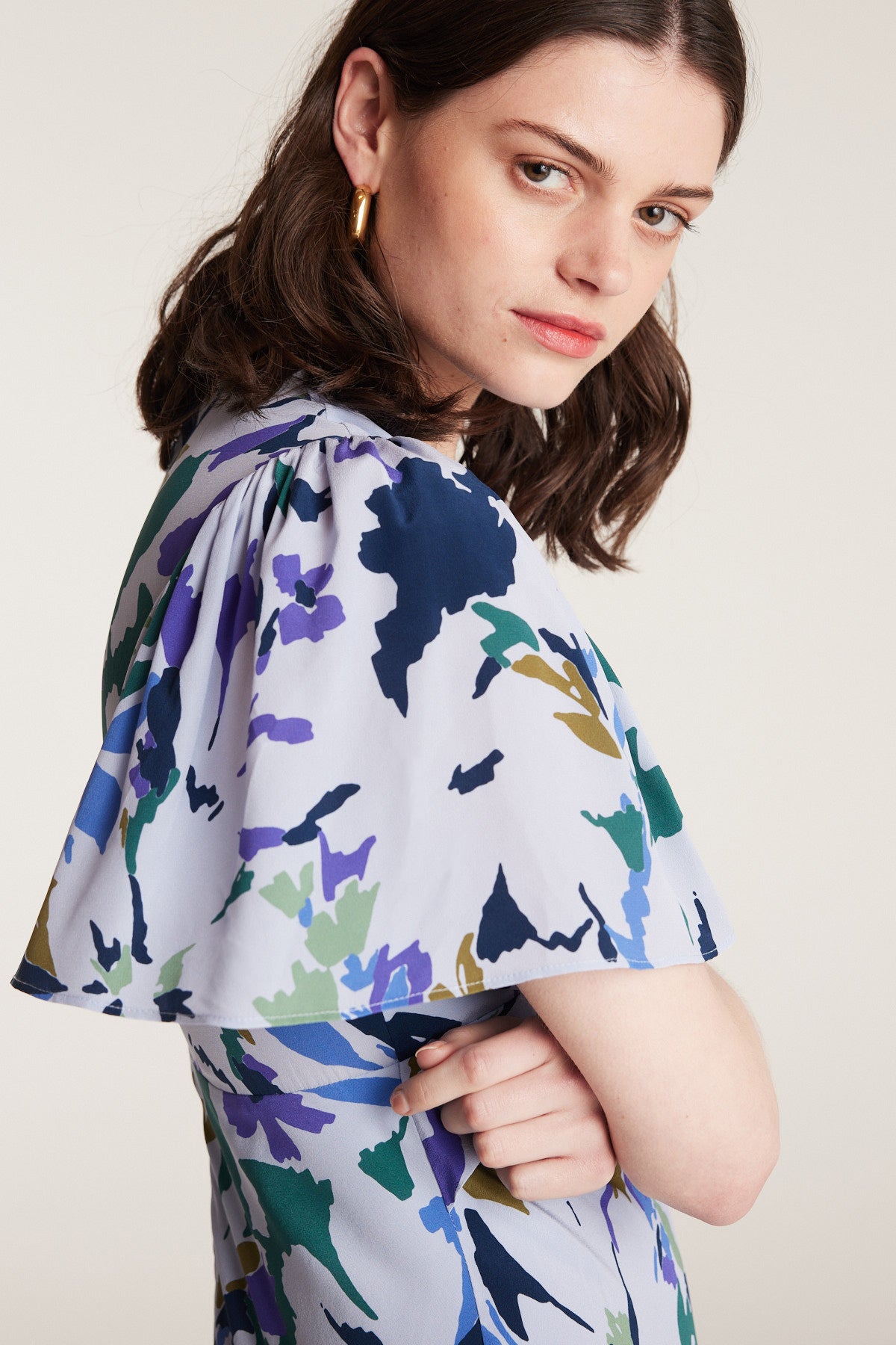 Fleur Silk Dress - Blue Print-Perri Cutten