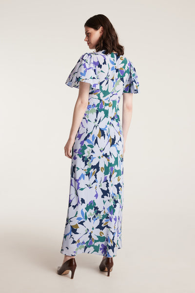 Fleur Silk Dress - Blue Print-Perri Cutten