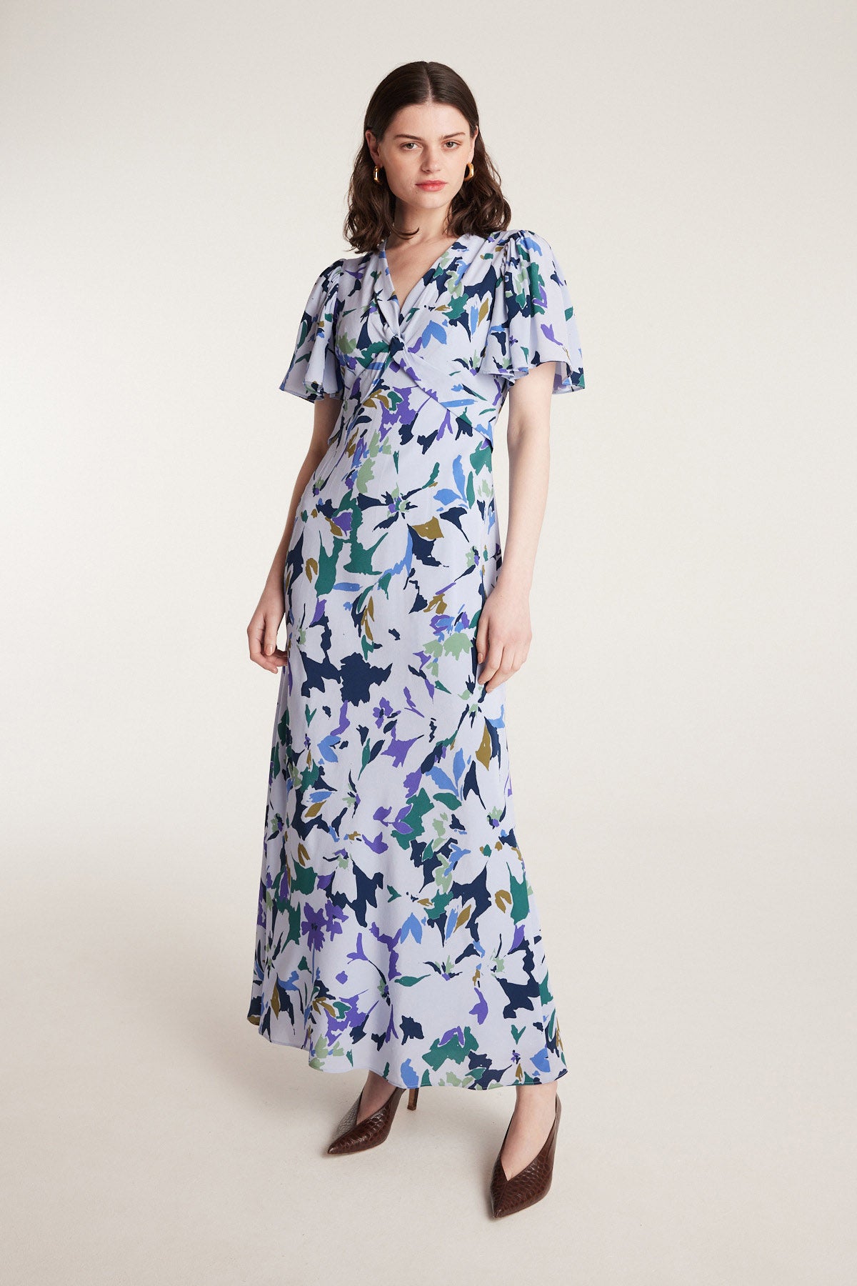 Fleur Silk Dress - Blue Print-Perri Cutten
