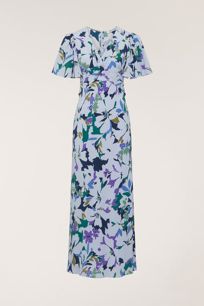 Fleur Silk Dress - Blue Print-Perri Cutten