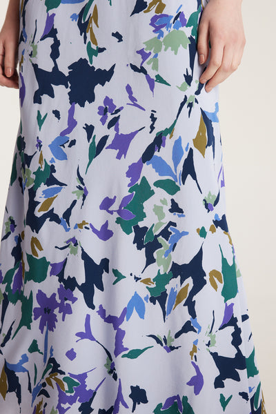 Fleur Silk Dress - Blue Print-Perri Cutten