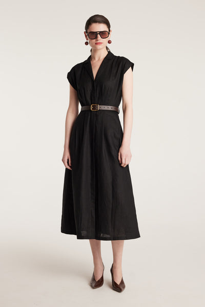 Linen Sundress - Black-Perri Cutten