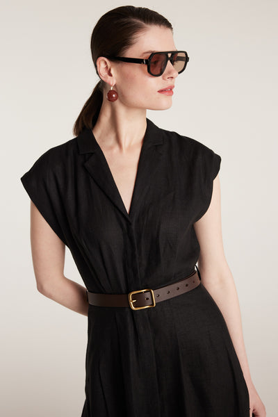 Linen Sundress - Black-Perri Cutten