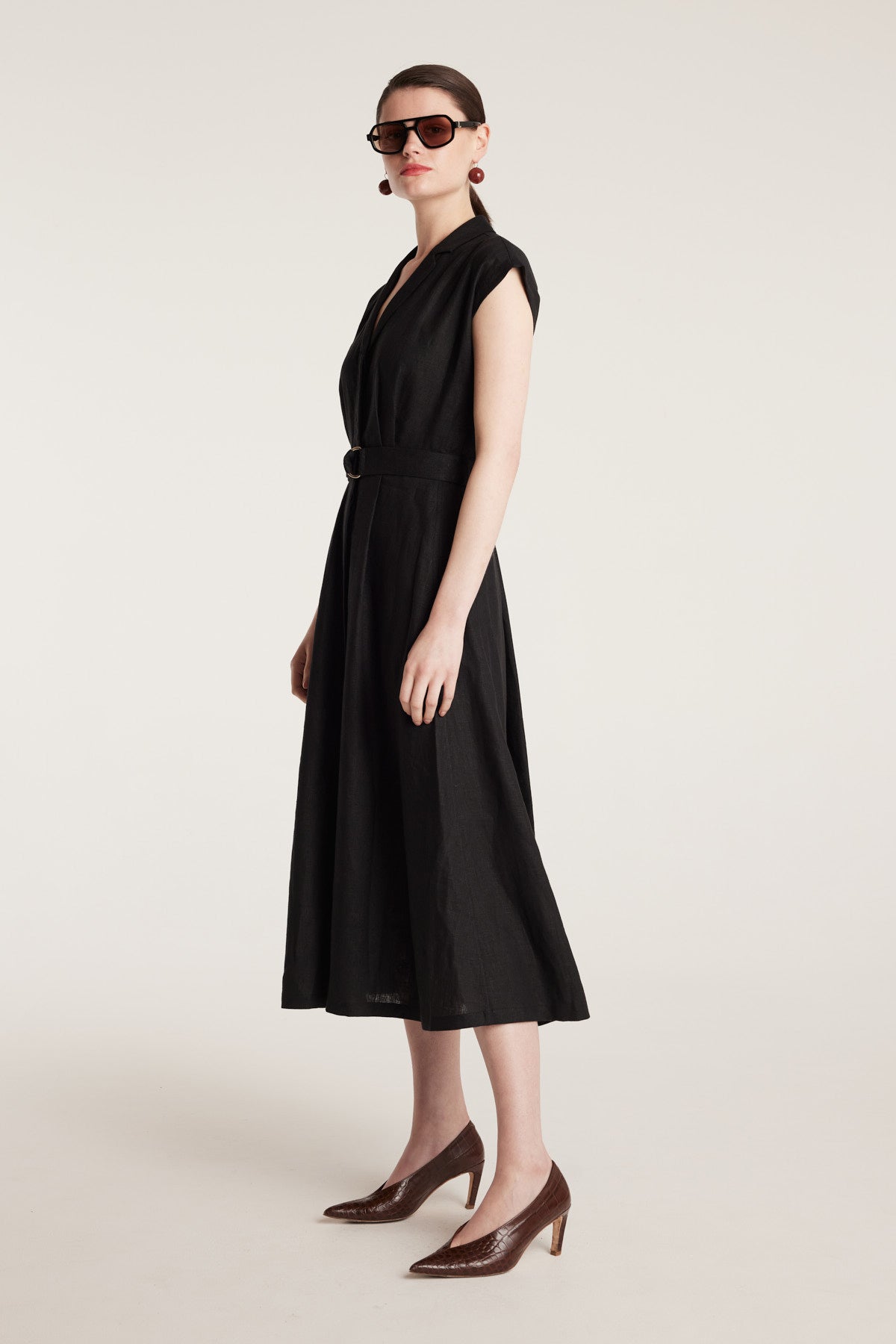 Linen Sundress - Black-Perri Cutten