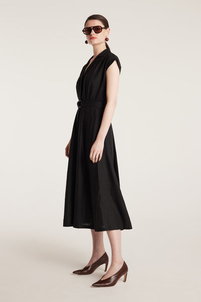 Linen Sundress - Black-Perri Cutten