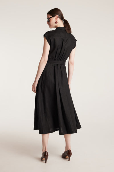 Linen Sundress - Black-Perri Cutten