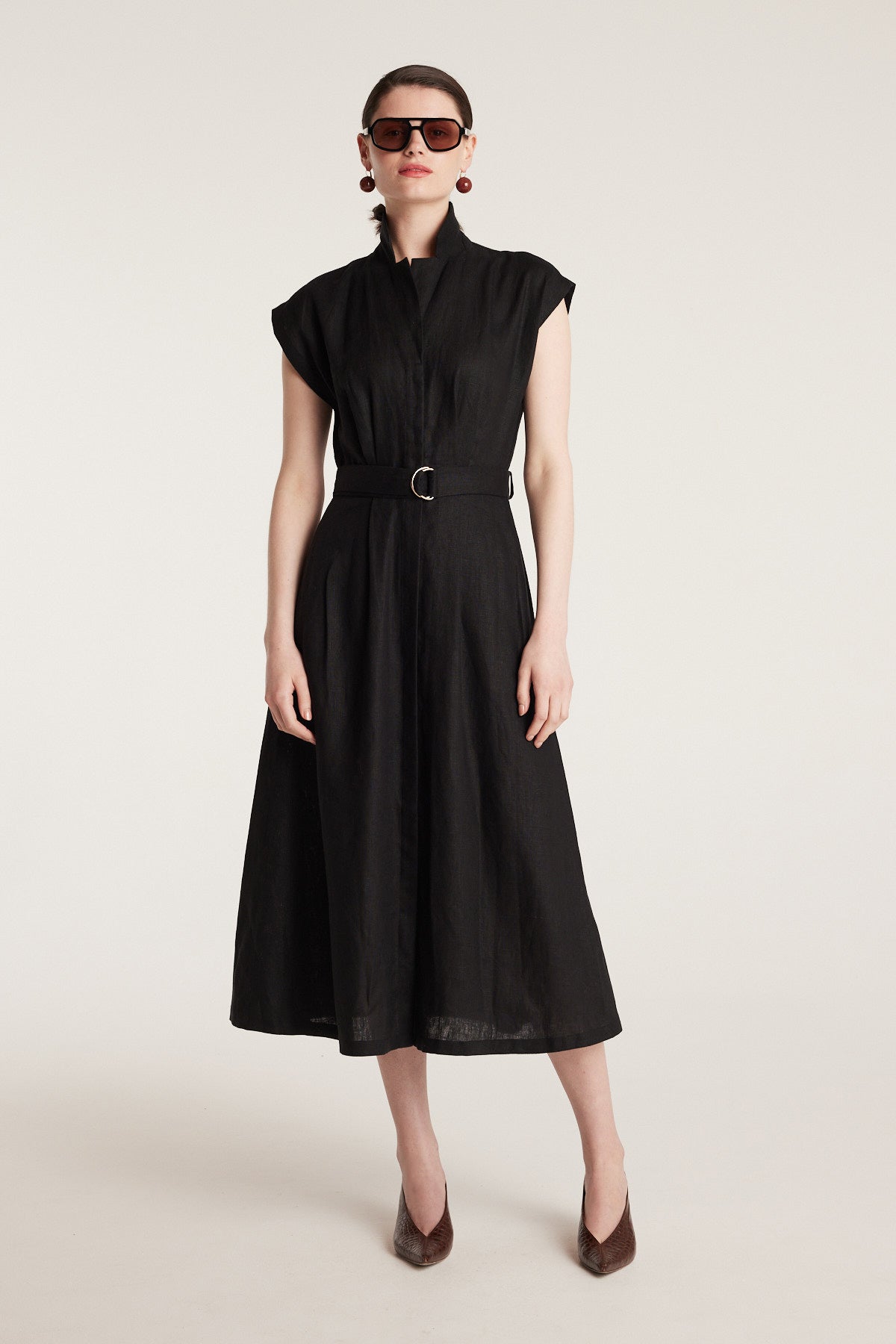 Linen Sundress - Black-Perri Cutten